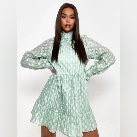 Missguided Dresses & Skirts - ✨ Mint Dream Textured Mini Dress | Coquette & Cottagecore Chic ✨ Size 2 👗 NWT
